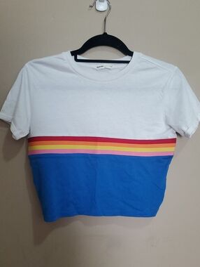 Bluenotes White And Blue Crewneck Tee Size Small